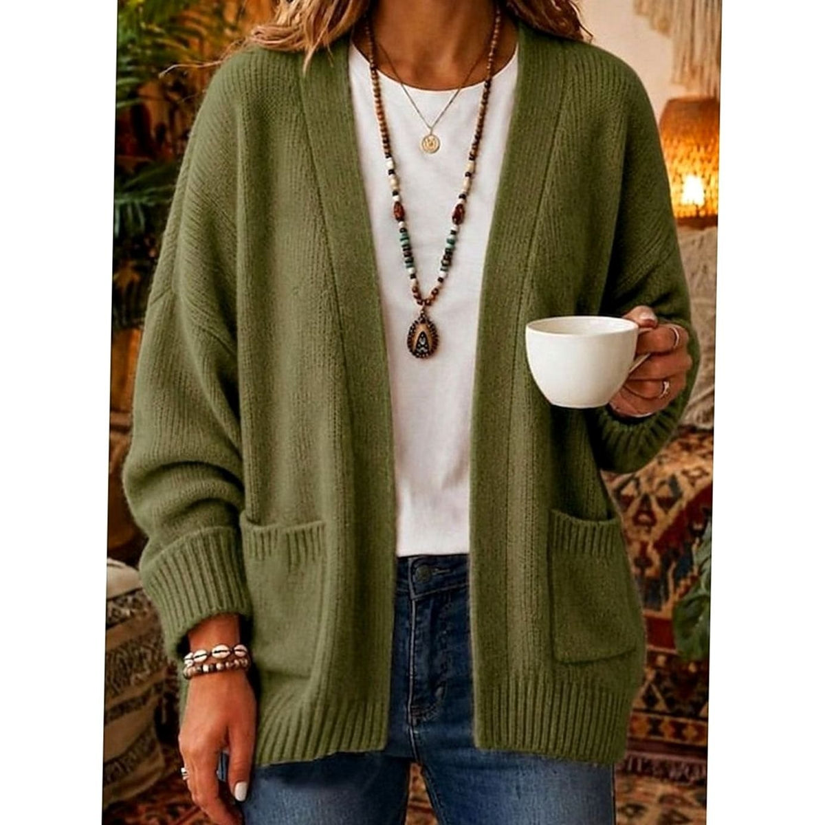 Camille - Cardigan Élégant Oversize à Poches
