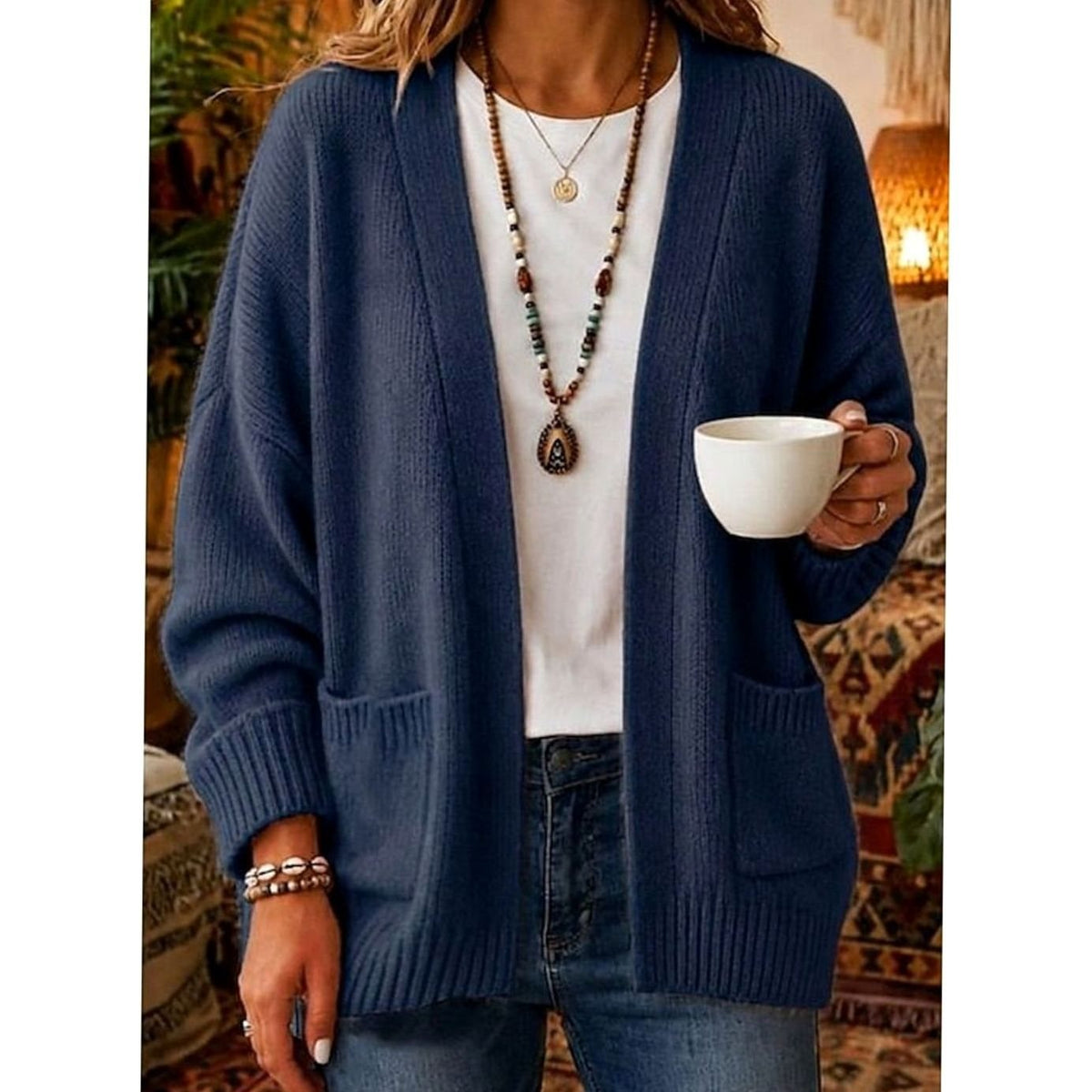 Camille - Cardigan Élégant Oversize à Poches