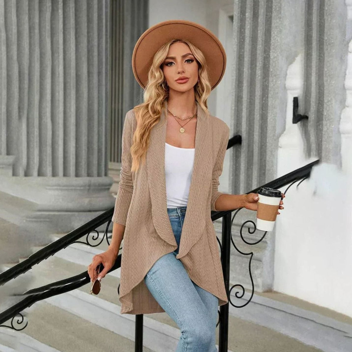 Delphine - Cardigan Élégant Ample Asymétrique