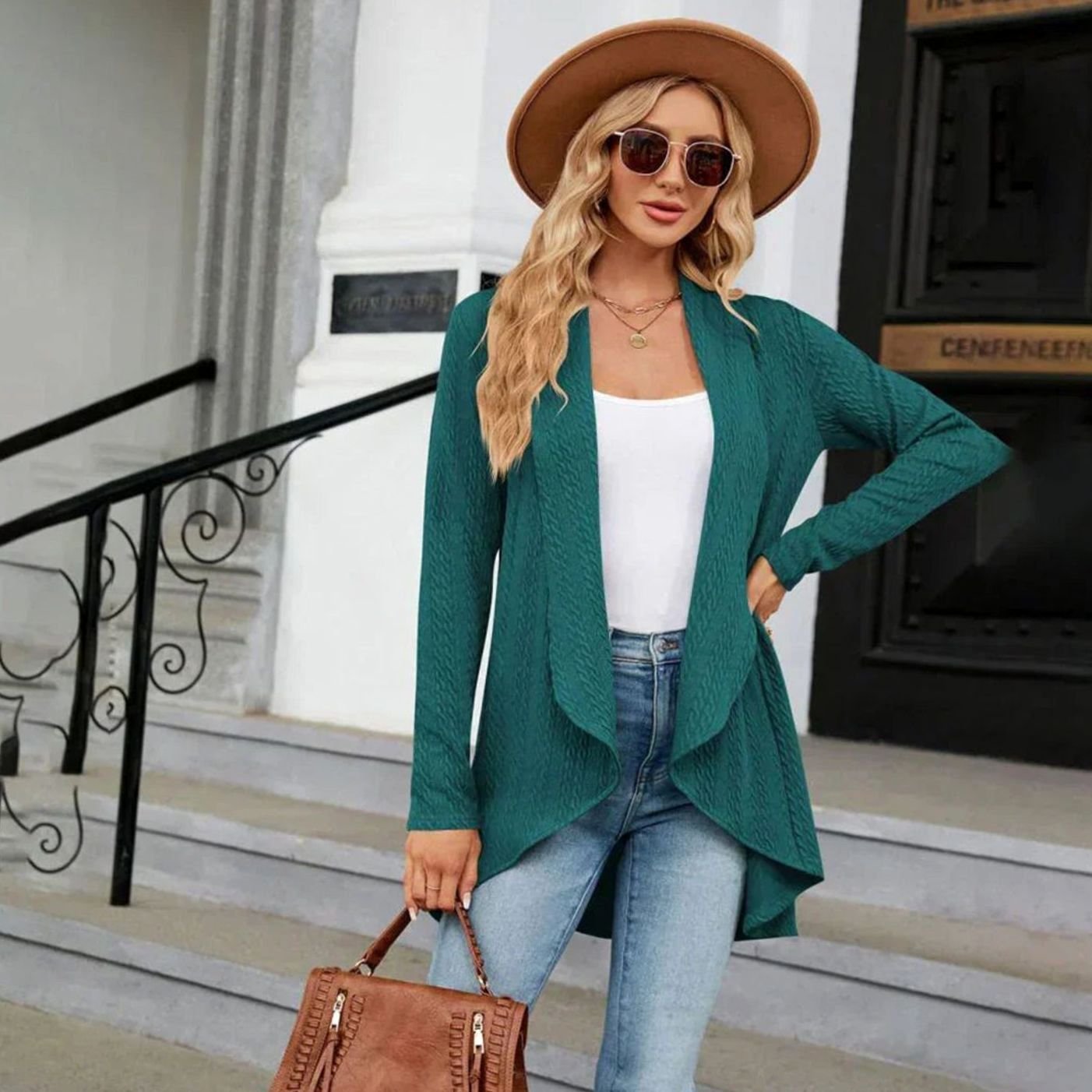 Delphine - Cardigan Élégant Ample Asymétrique