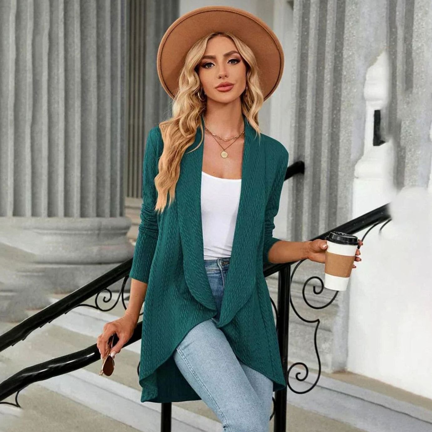 Delphine - Cardigan Élégant Ample Asymétrique