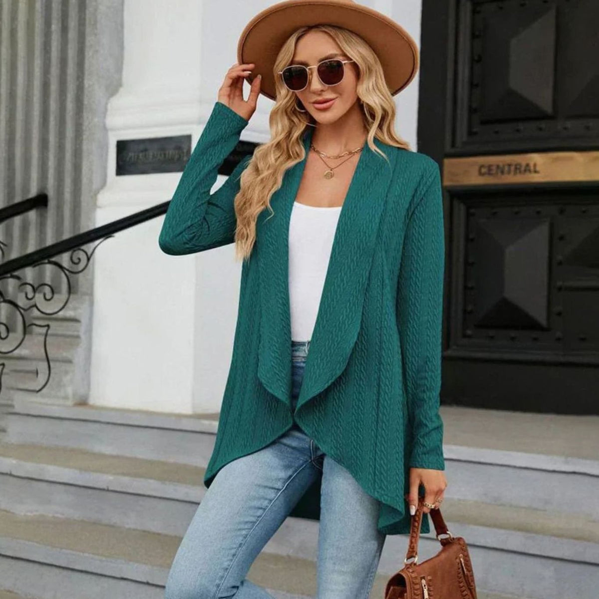 Delphine - Cardigan Élégant Ample Asymétrique