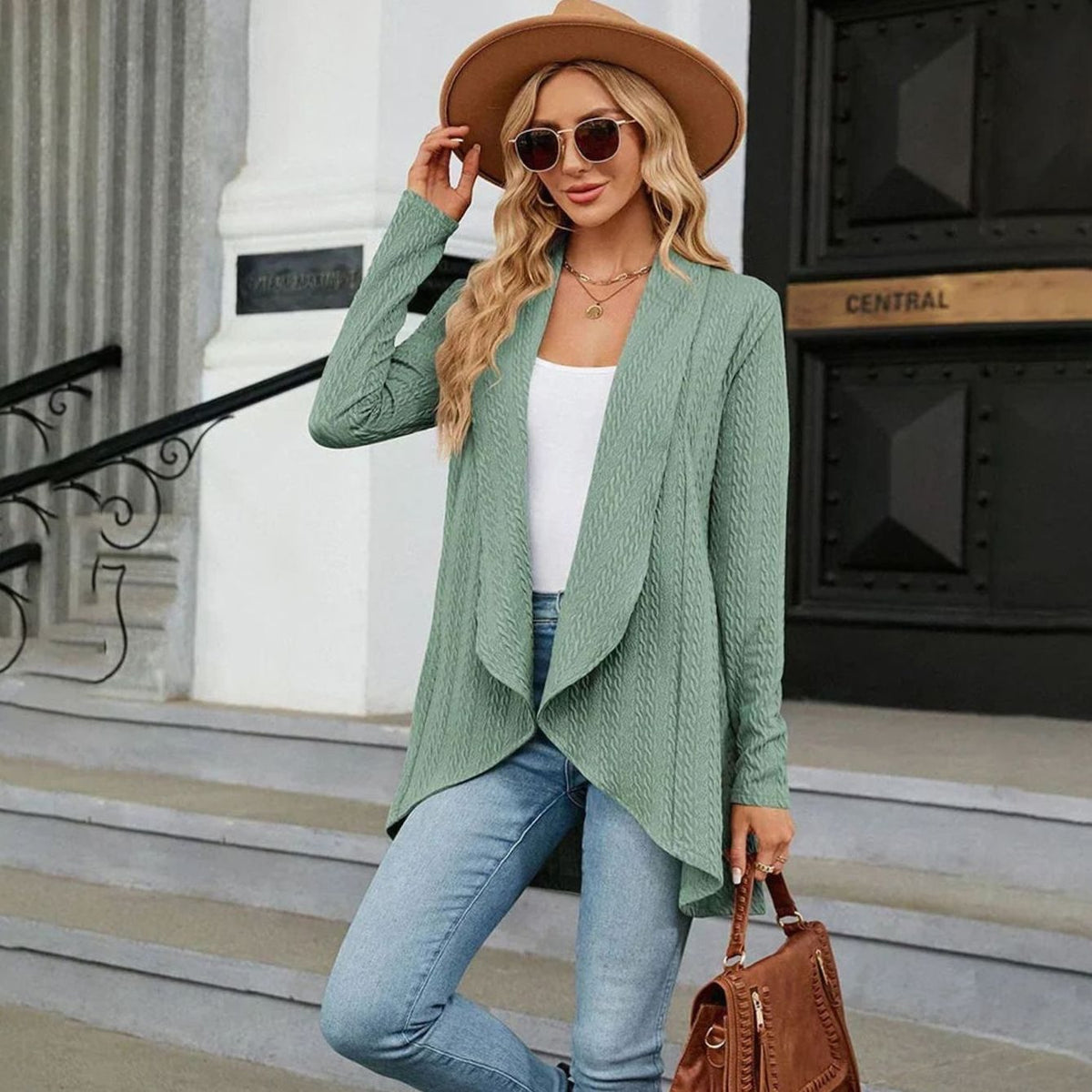 Delphine - Cardigan Élégant Ample Asymétrique