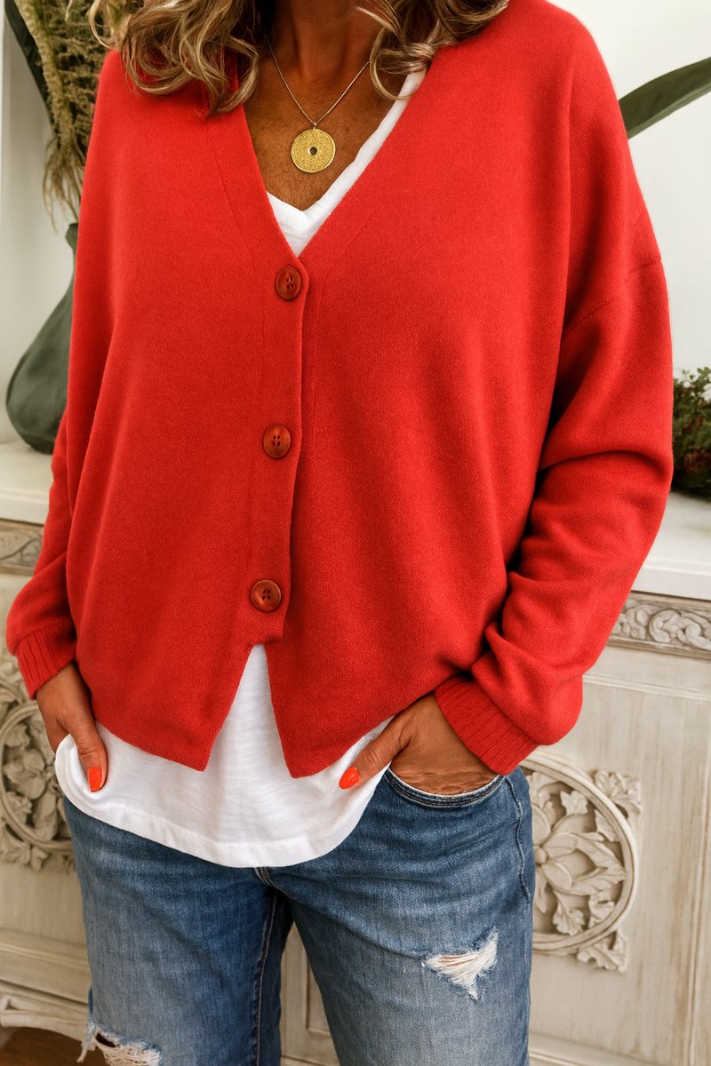 Camille - Cardigan Élégant Oversize Col V