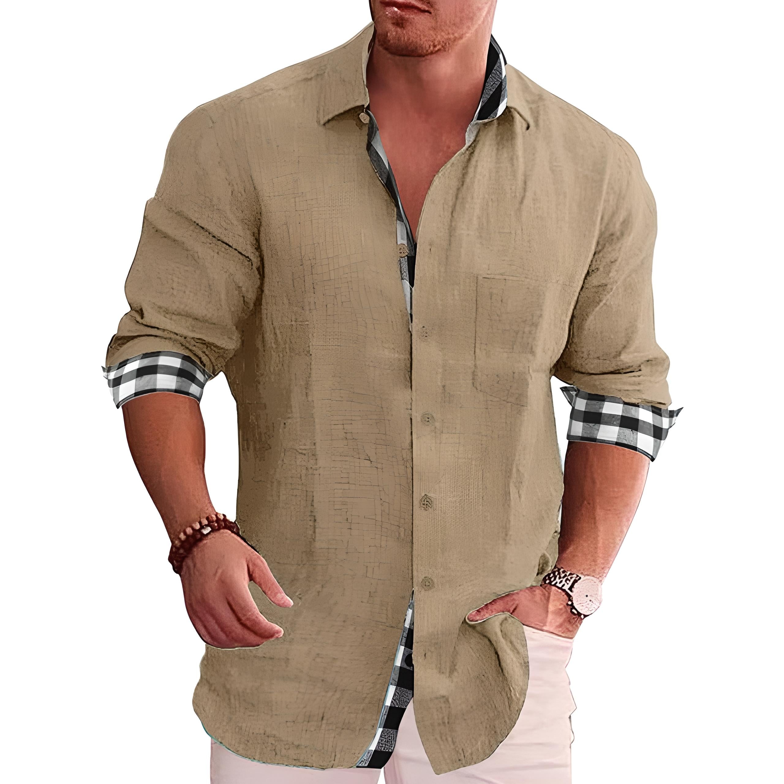 Blake - Chemise en Lin Manches Longues Casual Tendance Été Homme